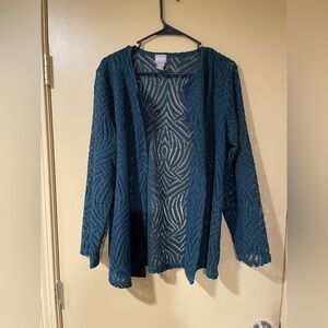 🎈3/$20 Chico's Deep Green Open-Knit Cardigan